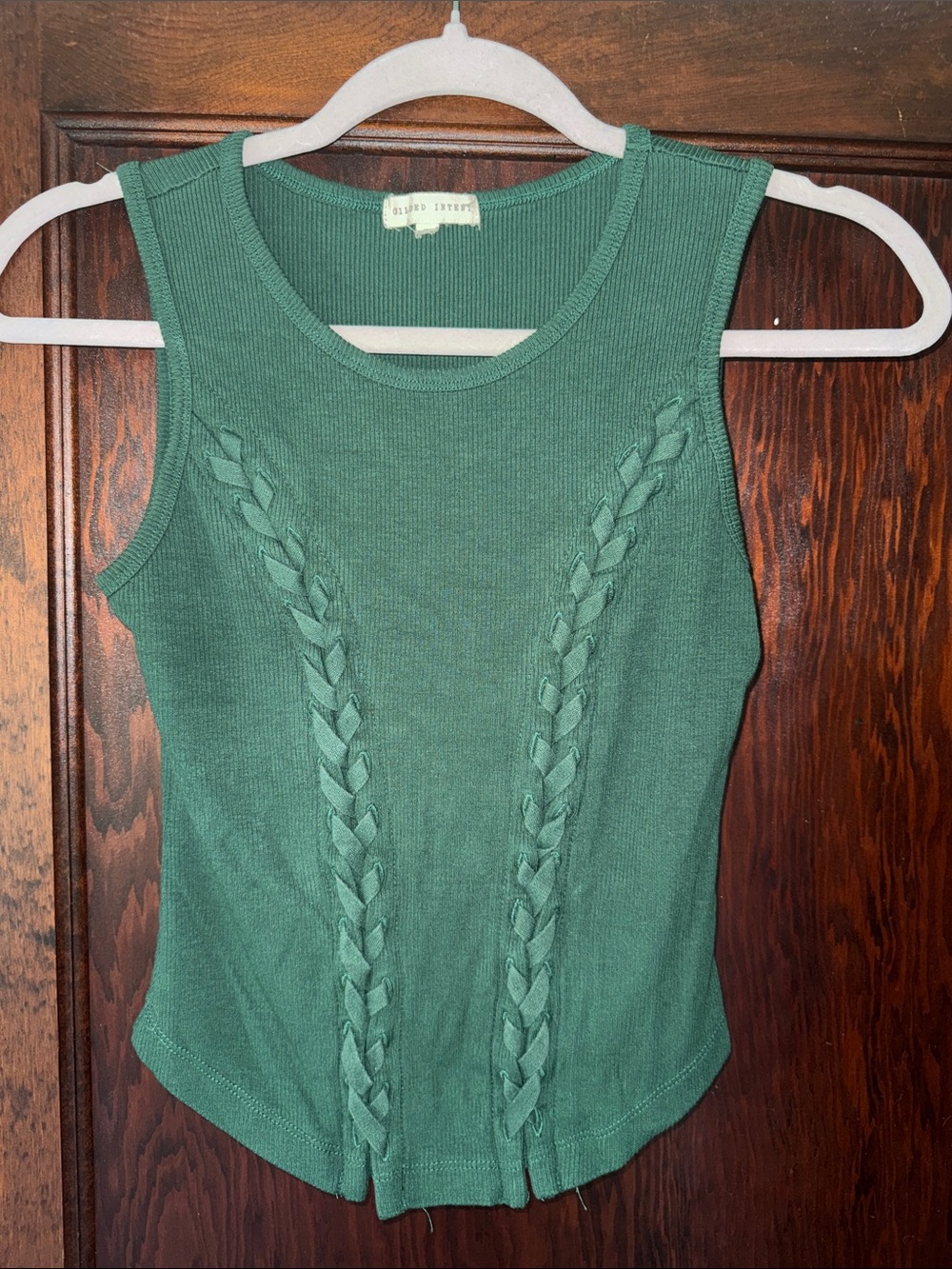 Gilded Intent Forest Green Braided Knit Tank